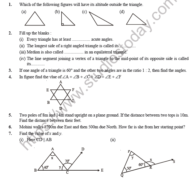properties of triangle class 7 worksheet with answers pdf
